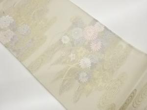 絽観世水に草花模様織出し袋帯